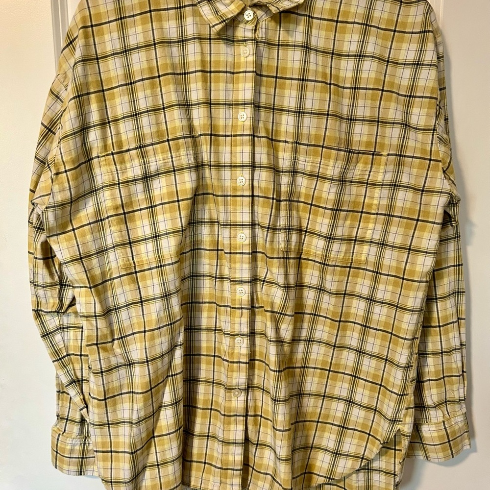 LOFT Yellow Plaid Women's Top - Picture 3 of 7